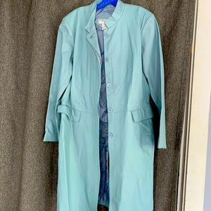 Vintage Blue Leather Trenchcoat